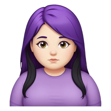 Chubby girl with half purple hair and half black hair, long hair  sticker