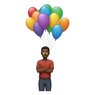 Man with big balloons instead of hands sticker