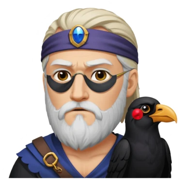 norse god odin with eyepatch on his left eye and raven on his shoulder sticker