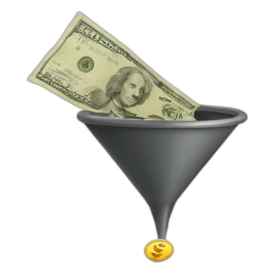 money pouring into funnel sticker