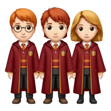 harry potter, ronald weasley and hermione granger in gryfinndor uniform sticker
