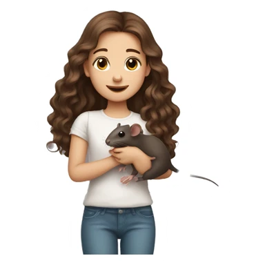 cute girl with long wavy brown hair holding two rats sticker