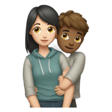 Girl leaning on boy sticker