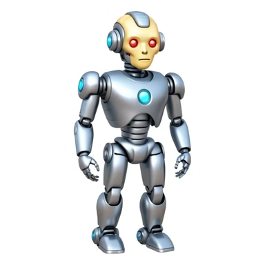 A fit male robot with a huge brain, full body sticker