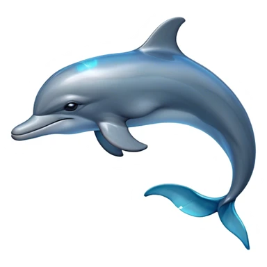 Cinematic Noble Bottlenose Dolphin Portrait Emoji, Poised and regal, with a sleek, streamlined body of shiny, glossy blue-gray skin, expressive, intelligent eyes, and a gracefully arched dorsal fin, Simplified yet sharp and sophisticated features, highly detailed, glowing with a radiant, sparkling aquatic glow, high shine, intelligent and majestic, stylized with an air of oceanic refinement, focused and elegant, soft glowing outline, capturing the essence of a watchful and confident dolphin that appears ready to leap out of the screen with effortless power! sticker