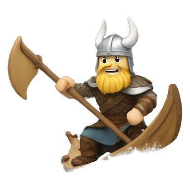 white viking riding a wave  sticker