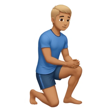 naked man kneeling side view sticker