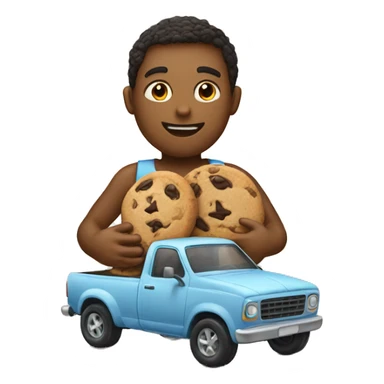 Cookie holding a toy car sticker