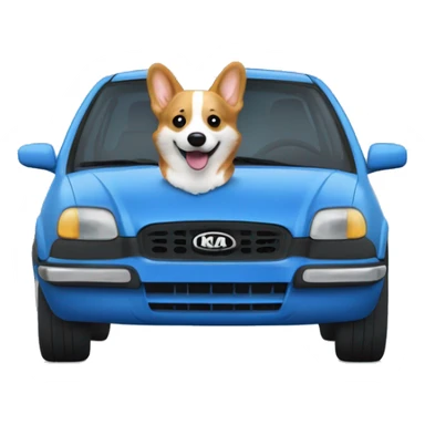 corgi driving a blue kia sportage car sticker