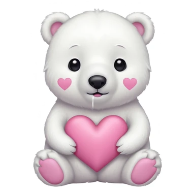  Oso Polar blanco corazón rosa kawaii cute sticker