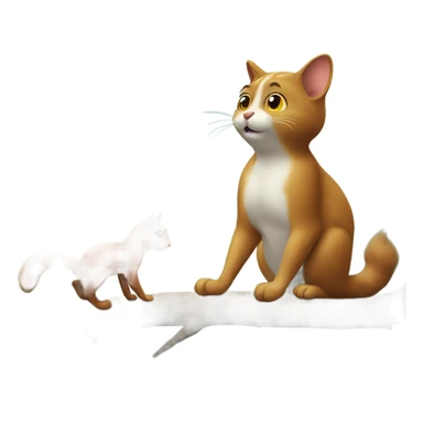 Cat looks at squirrel sticker