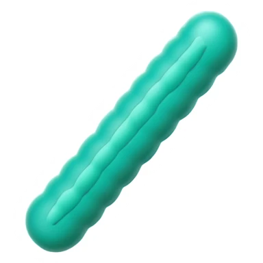 Lactobacillus bacteria emoji, thick rod shape, teal green, soft fibrous texture, clean ingredient icon style sticker
