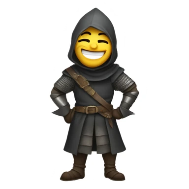 A medieval thief that is laughing very hard after just committing a crime.  the thief is wearing armor sticker