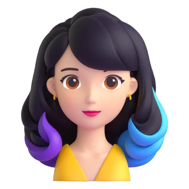 shiny 3D hairstyle with multiple colors sticker