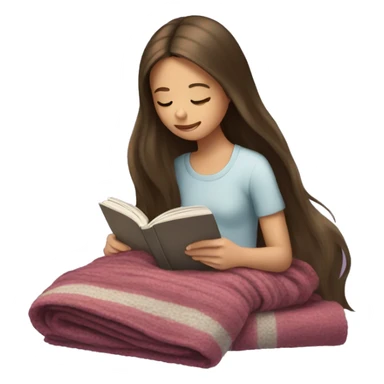 Long hair brunette girl reading with lots of blankets sticker