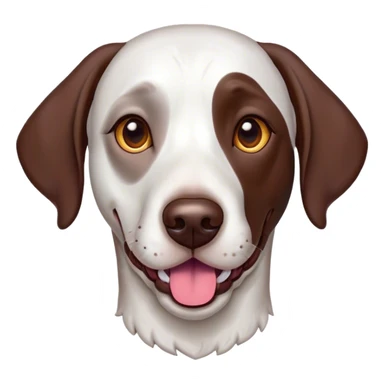 Cinematic Comical German Pointer Portrait Emoji, Head tilted dramatically with an exaggeratedly amused expression, featuring a striking liver and white coat with bold markings, wide, expressive brown eyes filled with playful disbelief, Simplified yet hilariously expressive features, highly detailed, glowing with a slightly sassy glow, high shine, dramatic yet playful, stylized with an air of cheeky charm, bright and endearing, soft glowing outline, capturing the essence of a spirited and over-the-top companion, so meme-worthy it feels like it could side-eye its way into internet fame instantly! sticker