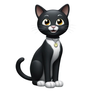 cartoon cat a cartoon tall black cartoon cat with white gloves and no feet and wide smile sticker