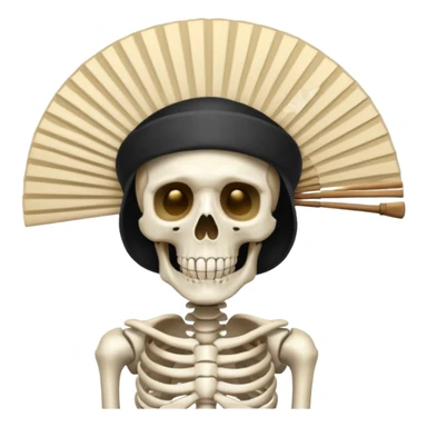 A skeleton with a fan hat sticker