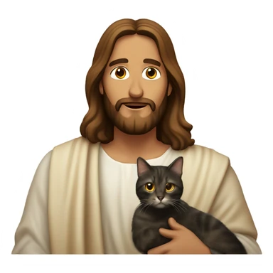 jesus holding a tortoiseshell cat sticker