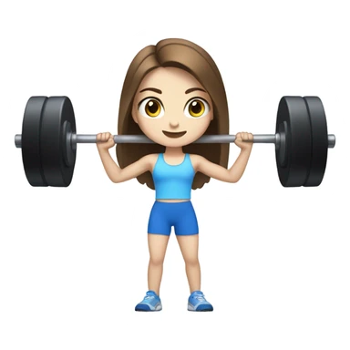 Pale girl with brown hair and blue eyes lifting weights sticker