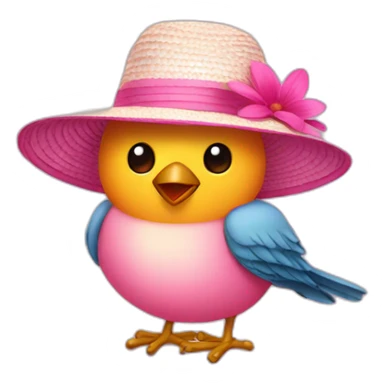 Bird wearing pink sun hat sticker