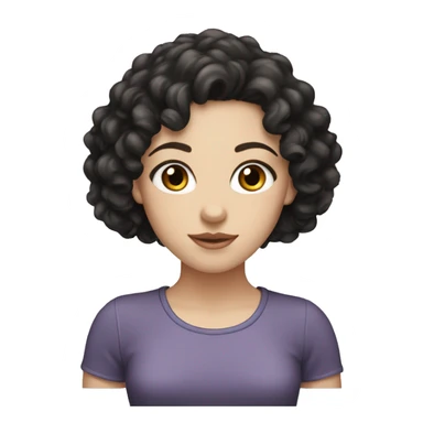 White girl with black curly hair and brown eyes  sticker