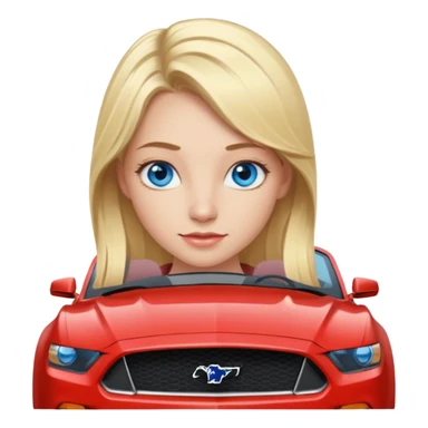 Blonde girl with blue eyes in Mustang  sticker