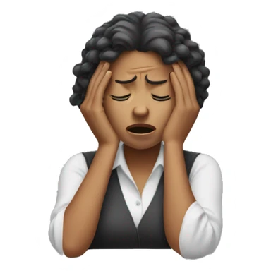 frustrated woman with hands on her head sticker