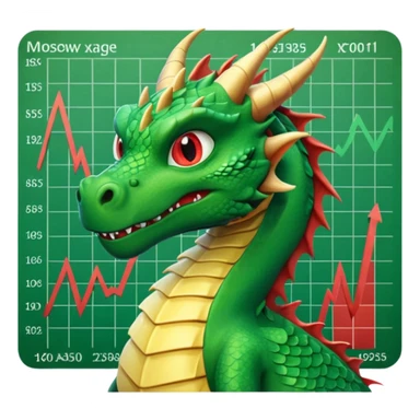 A dragon looking at Moscow stock exchange charts sticker