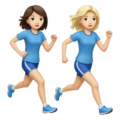 I want 2 women holding hands running in same direction, one is brunette, one is blonde sticker