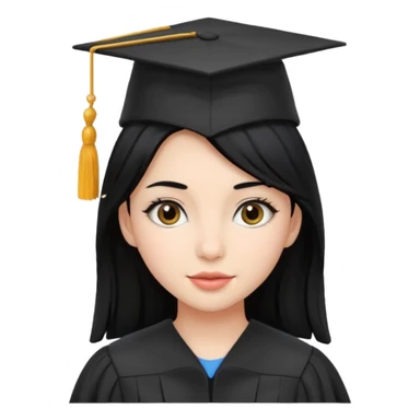 girl with beautiful black hair and graduation hat sticker
