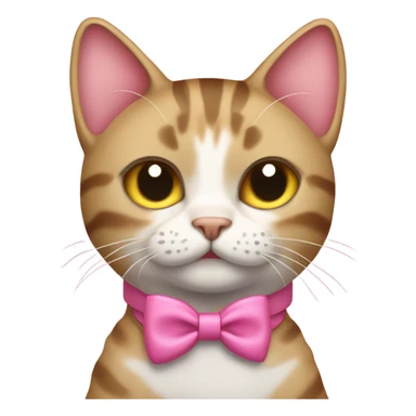 Tabby cat full body pink bow collar sticker