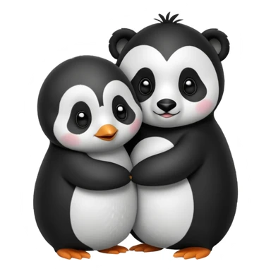 Pingüino y panda, abrazándose sticker