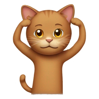 Brown cat covers his head with his paws sticker