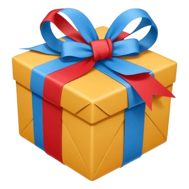 Cadeau rouge et bleu et avec dessus un bandeau avec marqué en texte  : cadeau à la clé  sticker