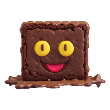 chocolate brownie with a smiley face, 3D emoji style sticker