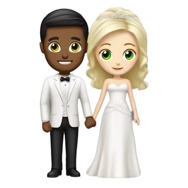 Blonde bride green eyes. Black hair groom brown eyes Caucasian  sticker
