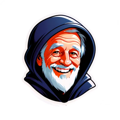 smiling old man in hoodie sticker