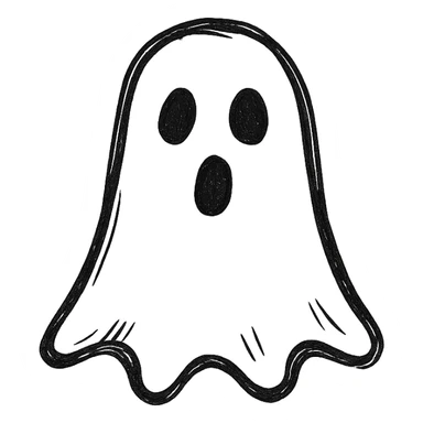 hand drawn outlined icon of a ghost, no fill sticker