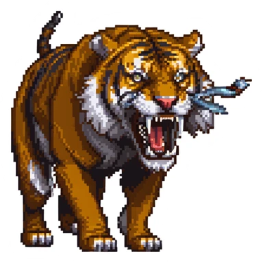 saber-toothed tiger with long fangs, ice age predator sticker