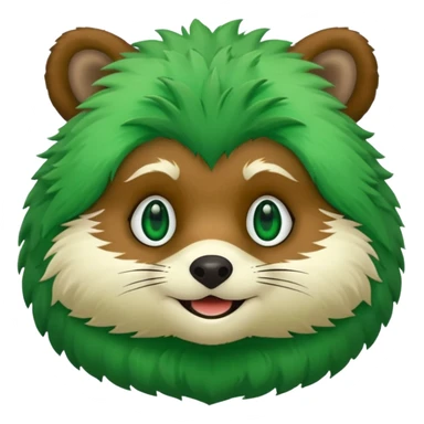 Green tanuki, all green body, only green tone colors sticker