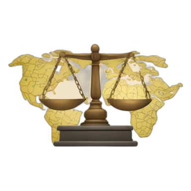 Justice scale with map pinpoint sticker