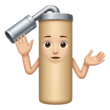 a beige skin colored hand holding a cylindrical tube, no sleeves, no clothes sticker