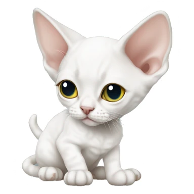 White Devon rex kitten sticker