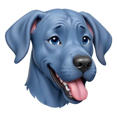 Cinematic Cute Yawning Blue Great Dane Portrait Emoji, Head tilted slightly with a dramatic, wide-open yawn, showcasing a smooth blue Fur with a cool luster, floppy ears slightly drooping, round steel-blue eyes barely open in drowsy contentment, Simplified yet irresistibly adorable features, highly detailed, glowing with a soft, cozy glow, high shine, relaxed yet expressive, stylized with a touch of whimsy, bright and endearing, soft glowing outline, capturing the essence of a sleepy yet affectionate guardian, so drowsy it feels like it could stretch out of the screen and curl up for a nap! sticker
