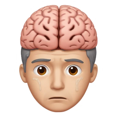 a worried man that dont know what to do and with the brain out of your opened head sticker