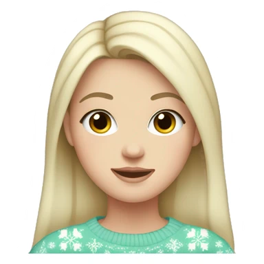 White girl with black hair wearing a Pastel Christmas sweater sticker