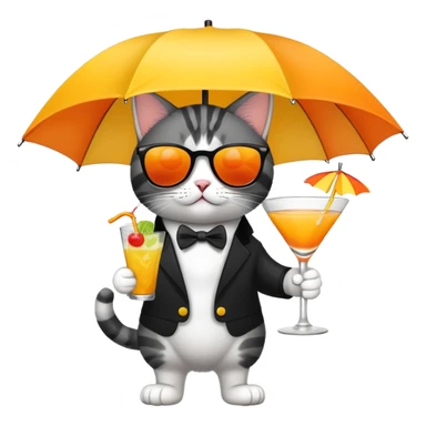 Cat wearing sunglasses and a cocktail sticker