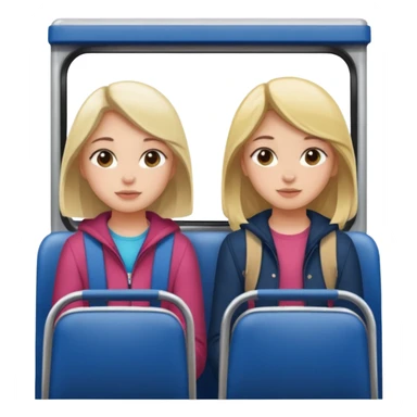 Two girls sitting on a bus sticker
