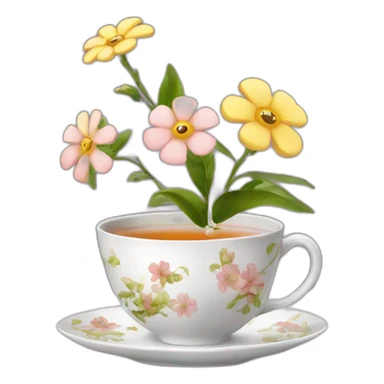 tea with flowers sticker